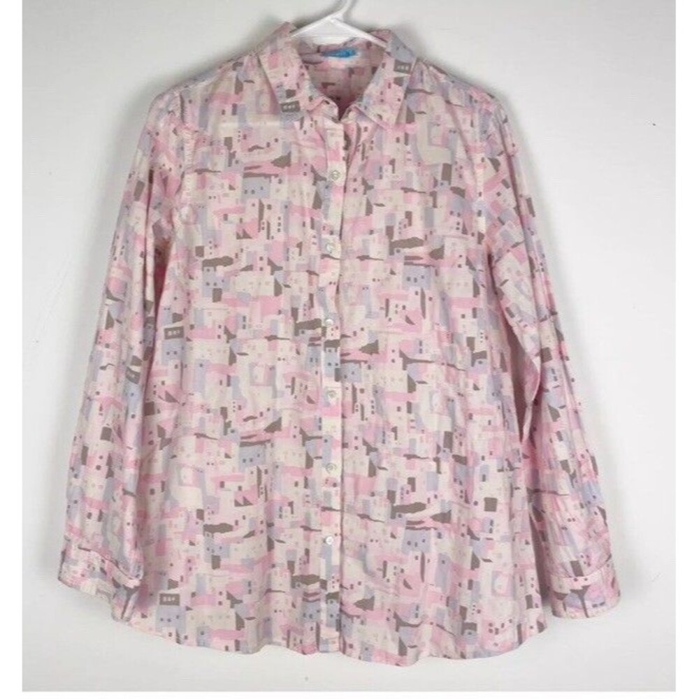 J.Mclaughlin Lois Pink Cotton LS Blouse Size Size Small